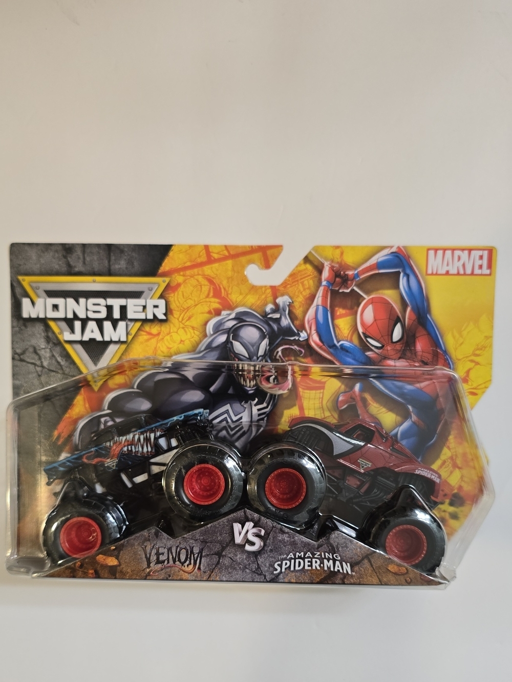 Monster Jam Marvel Venom vs Amazing Spider-Man Toy Trucks - Black & Red